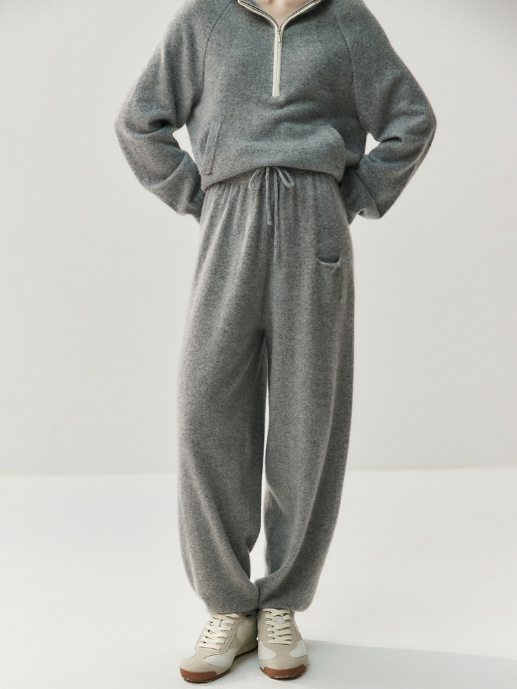 Cashmere trousers for leisure, woolen flashlight, high waist, loose fit