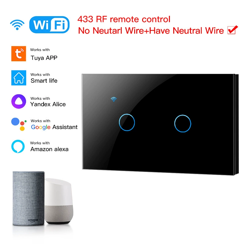 WiFi сенсорный настенный выключатель (Tuya) серия Graffiti, 120 В, голосовое управление Alexa/Google, 1–3 канала