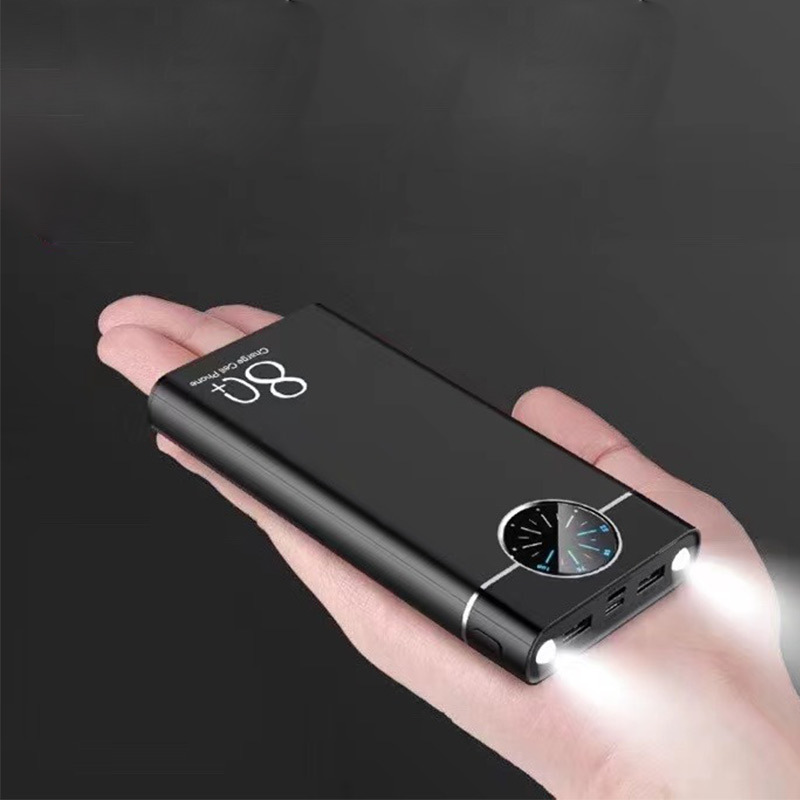 Fabricantes de suministro de gran capacidad portátil al aire libre fuente de alimentación móvil ligera y delgada 20000 mAh pantalla digital con lámpara LED en stock
