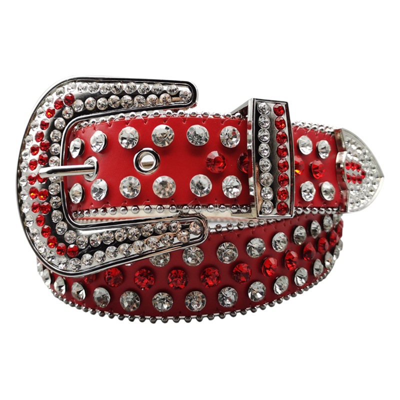 Cinturón transfronterizo europeo y americano para hombres y mujeres estilo punk de moda remache de moda con incrustaciones de diamantes de imitación cinturón ancho pantalones de mezclilla de mujer cinturón