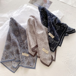 质感很好100%棉 日系小方巾纯棉腰果百搭街头搭配棉麻男士丝巾女