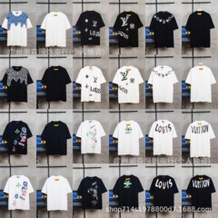 跨境正确版本驴家圆领短袖25SS奢潮L家经典LOGO印花男女同款T恤潮
