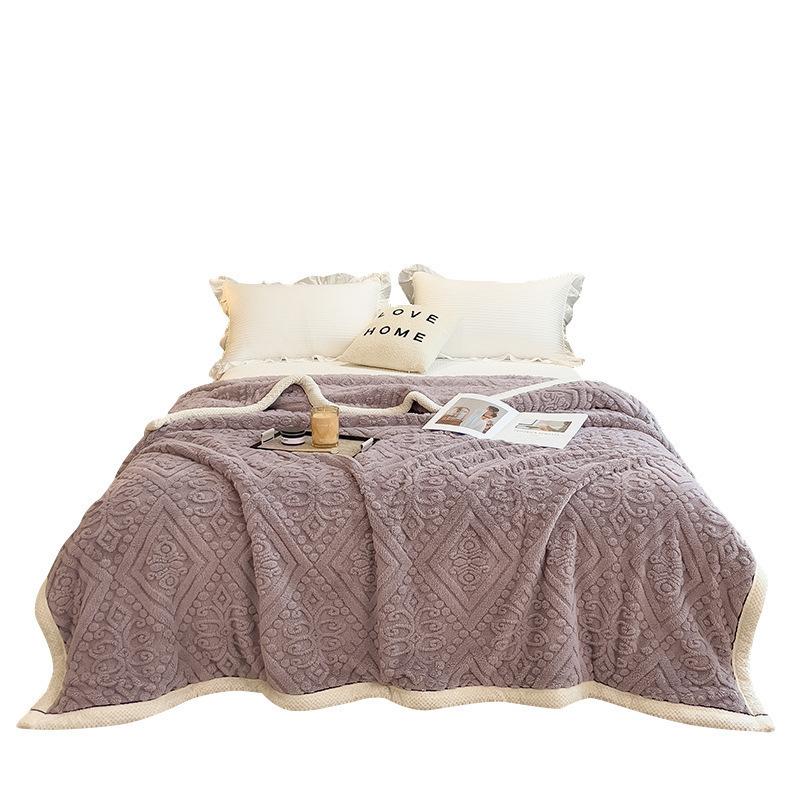Tintas de terciopelo de leche talladas engrosadas mantas de invierno sofá edredón cama mantas de terciopelo de coral siesta oficina