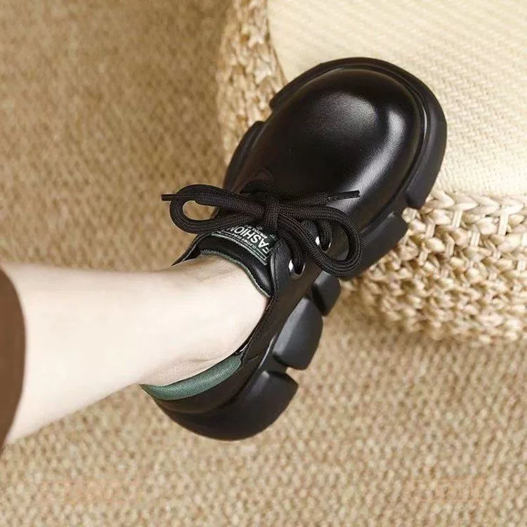 Обувь женская 2025 дикая весна и осень новая одиночная обувь с круглой головкой кексы