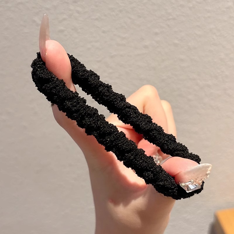 Cauda de caballo alta no colapsa gruesa correa de cabello anillo de cabello negro no estrangula cabello de cabello de alta elasticidad tocado para mujeres