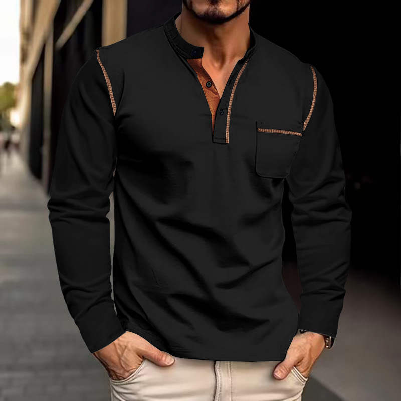 Amazon transfronterizo Europa y Estados Unidos 2026 primavera y verano ropa de hombre manga larga collar polo camiseta de comercio exterior chaqueta de hombre top