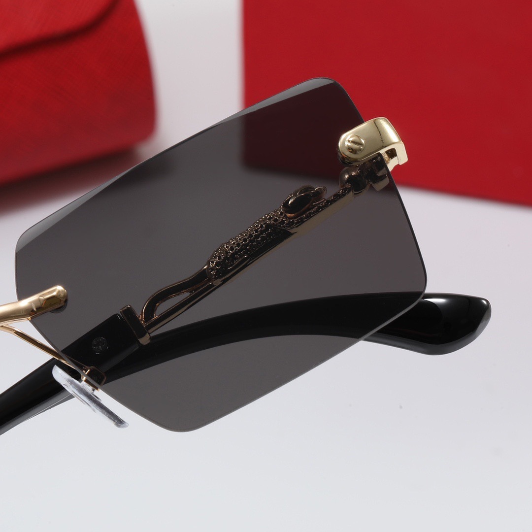 Grande montatura con bordo tagliato per uomo e donna, personalità alla moda, occhiali da sole quadrati in metallo senza montatura_voghion.com