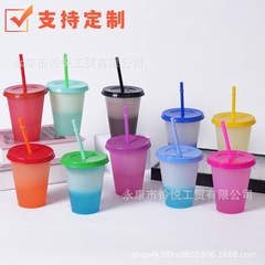 国境を越えた起爆金16オンスの感温が冷たい変色カップ10セットの創造的なプラスチックストローカップ475MLのロゴを決めることができる