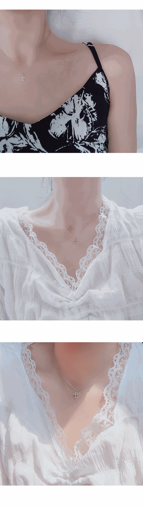 Daily Occasion 925 Sterling Silver Material 925 Sterling Silver Cable Chain Cross Pendant Necklace