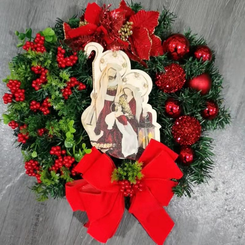 Hong Kong Love Cross-border New Christmas Decorations Scene Decoration Props Jesus Christmas Wreath Door Hanger display picture 4