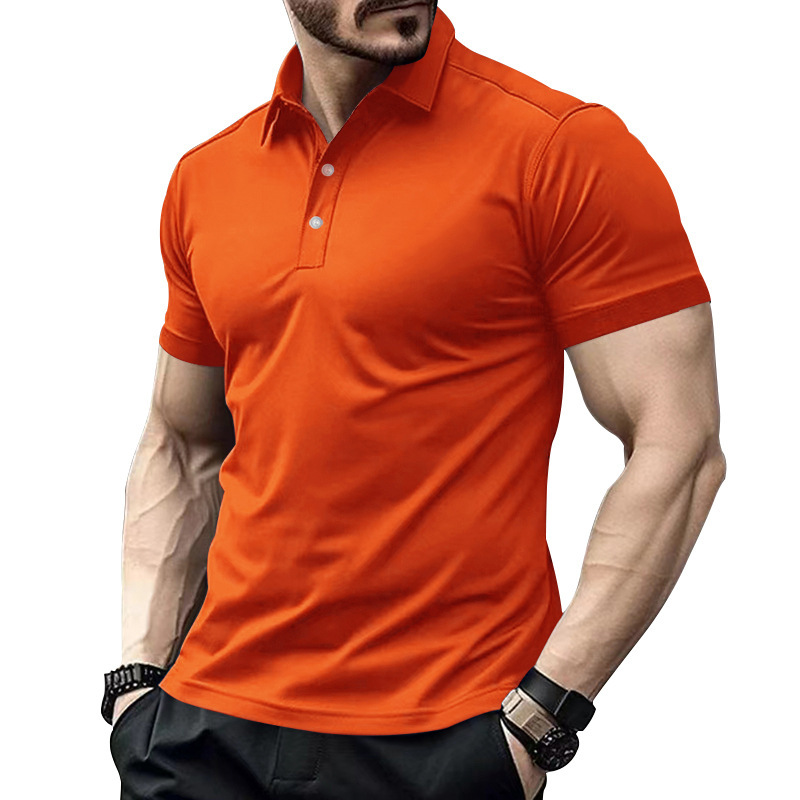 Men's Polo Shirt Summer Casual Lapel Button Solid Colour Polo_voghion.com