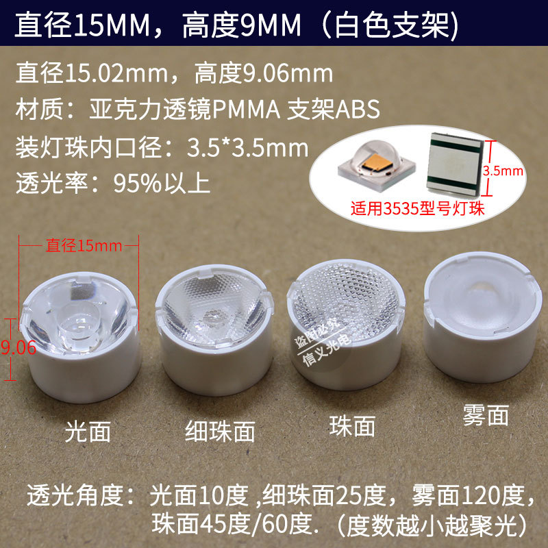 10-градусная глянцевая поверхность, диаметр 15 мм, белый кронштейн для объектива 3535