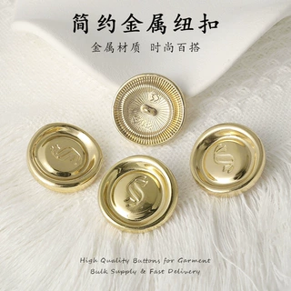 极简风圆形凹面字母金属纽扣女装外套袖口领口专用服装辅料可定制