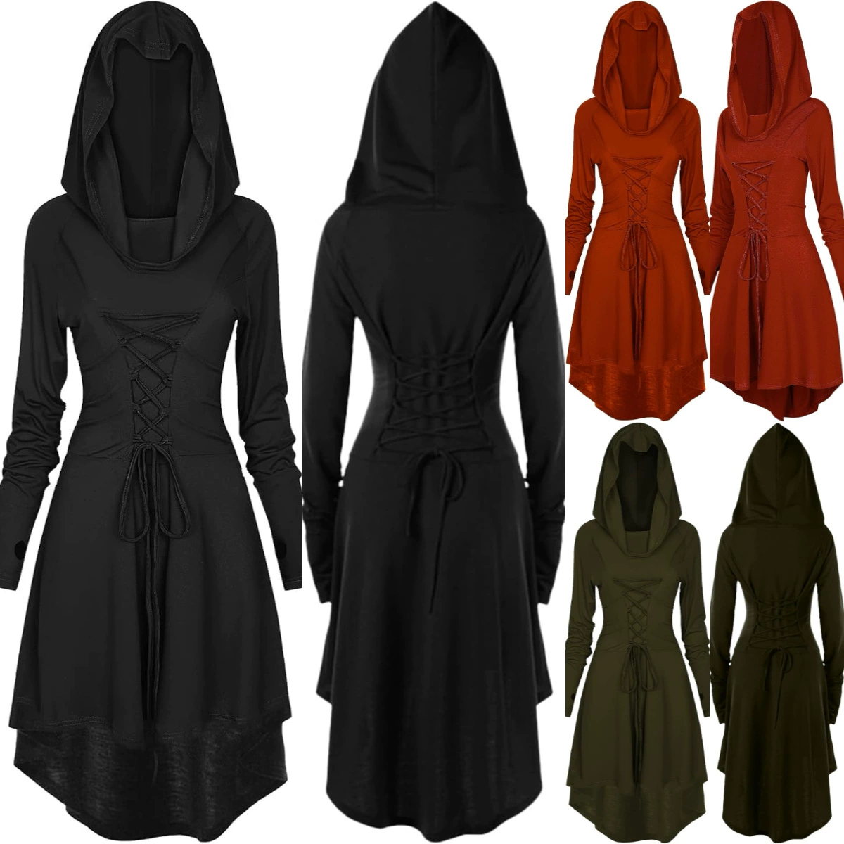 Европейское и американское средневековое ретро с круглым вырезом с длинным рукавом платье с тонким рукавом