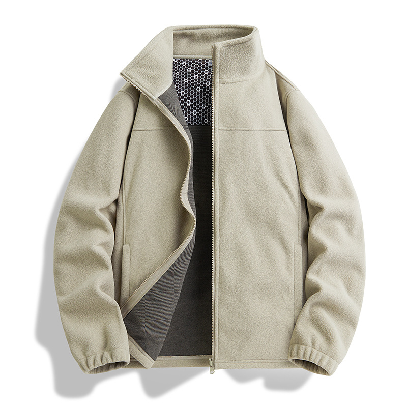 Outdoor Large Size Fleece Jacket for Men, Autumn and Winter Thickeneded Warm Jacket Liner, Couple Style Polar Fleece Jacket for Women