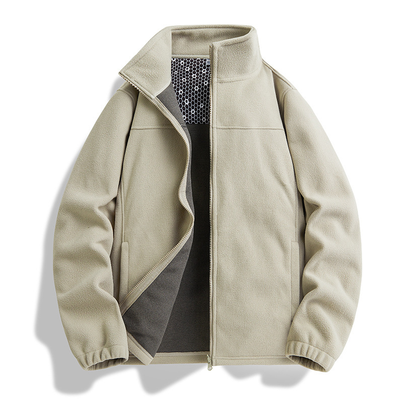 Outdoor Large Size Fleece Jacket for Men, Autumn and Winter Thickeneded Warm Jacket Liner, Couple Style Polar Fleece Jacket for Women