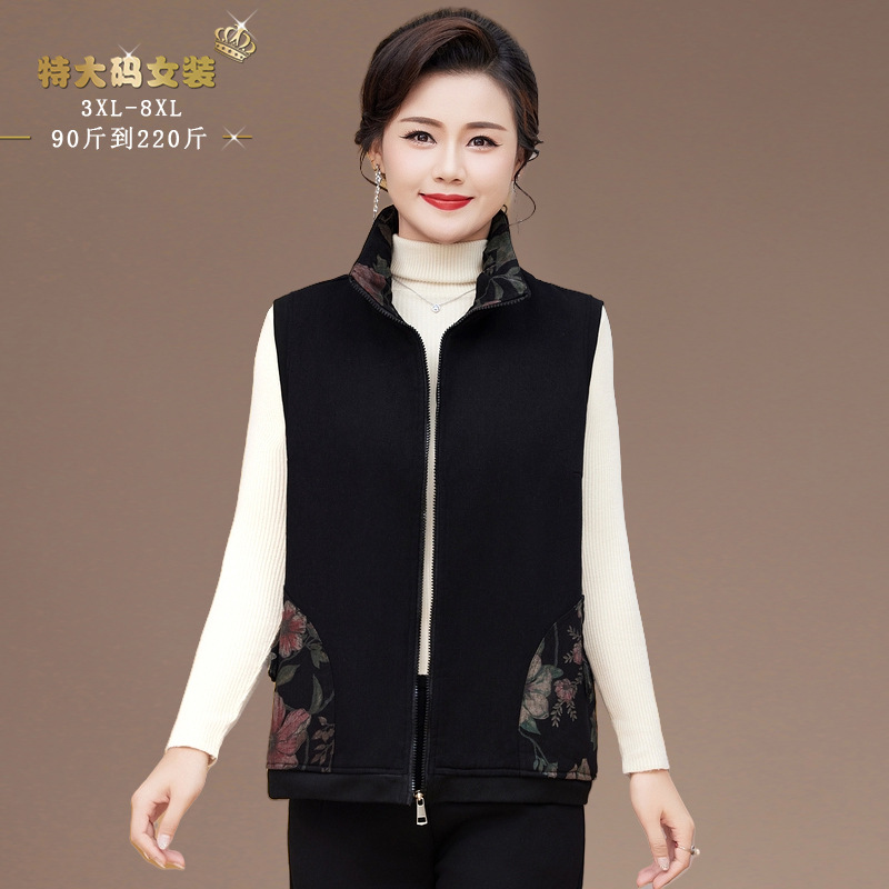 特体大码秋冬新款保暖马甲外套胖妈妈洋气显瘦百搭褂子上衣时尚潮