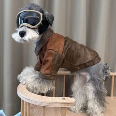 狗狗衣服秋冬雪纳瑞比熊泰迪柴犬西高地中古皮衣复古外套