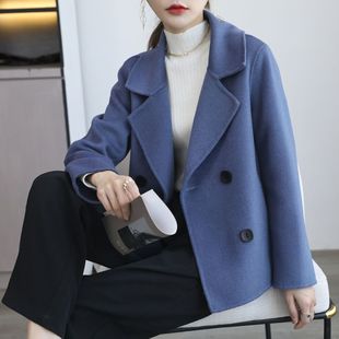 2024 New Double-sided Woolen Coat Women's Short Loose Slimming Casual Woolen Coat for Petite