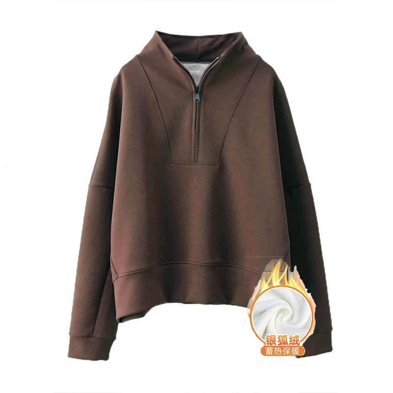 Stand Collar Half-Zip Sweatshirt for Women, Autumn and Winter Style, Long-Sleeved Pullover Casual Top, Loose Plus Size Women's Clothing Stand Collar Half-Zip Sweatshirt for Women, Autumn and Winter Style, Long-Sleeved Pullover Casual Top, Loose Plus Size Women's Clothing