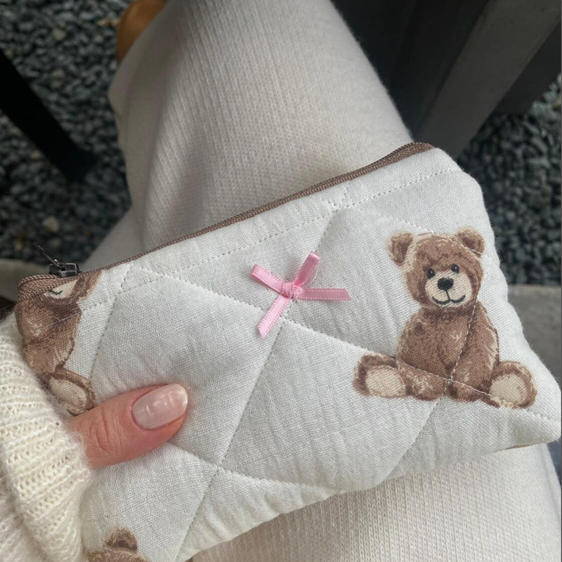 Bear Pattern All Seasons Season Cute Bear Cloth Square Makeup Bags & Storage