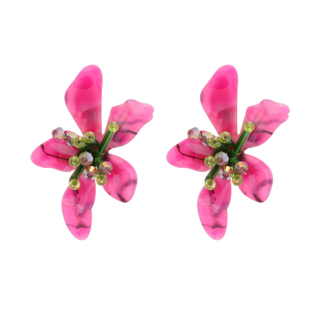 1 Pair Simple Style Flower Arylic Handmade Women's Ear Studs display picture 2