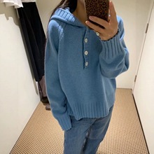 预售2025冬季新款韩国m*oondal超细羊毛混羊绒亨利领连帽针织衫