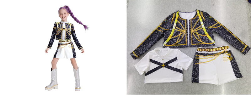 2025亚马逊新款女孩恶魔猎人服装搭配流行歌手3D印花女装童装套装|undefined