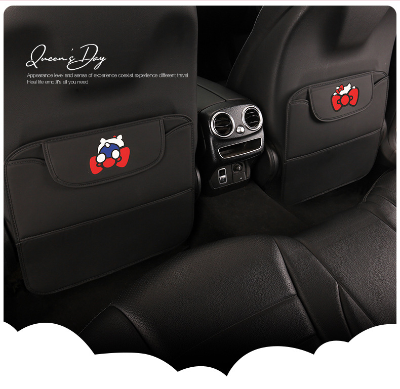 Casual Ladies Cute Cartoon Car Seat Back Anti-Kick Pad Car Rear Seat Back Anti-Fouling Pad with Storage