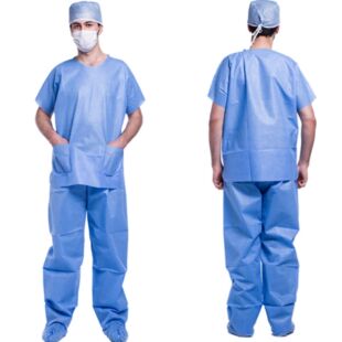 Wholesale hand washing clothes surgical clothes Disposable Men's and women's long short sleeve split suit operating room isolation clothes brush hand clothes