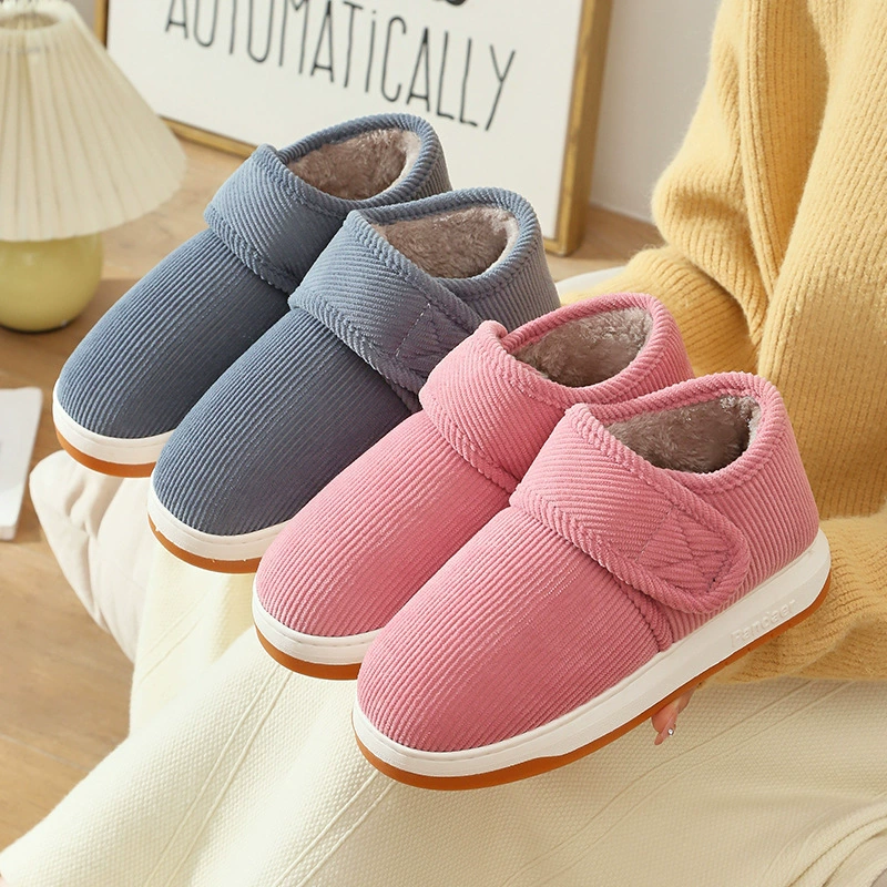 Пара зимой дома теплые хлопчатобумажные тапочки каблуки для мужчин и женщин толстые подошвы нескользящие