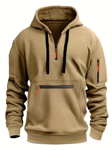 Ocode Cross-border Men's Clothing Amazon AliExpress New Men's Sweatshirt Autumn/Winter Trend Zip-up Hooded Sweatshirt with Fleece