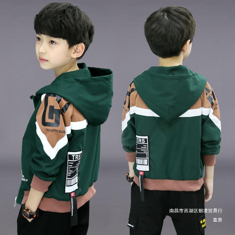어린이 의류 소년 가을 코트 2023 새로운 스타일 중대형 어린이 윈드 브레이커 재킷 소년의 최고 서양 스타일