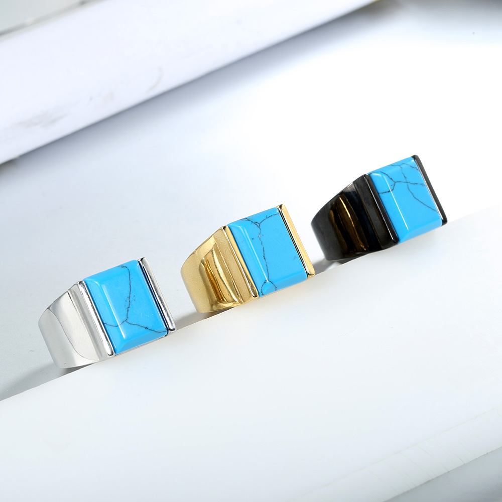 Geometric Pattern Vintage Style Streetwear Geometric 304 Stainless Steel Men's Rings Men Band Rings