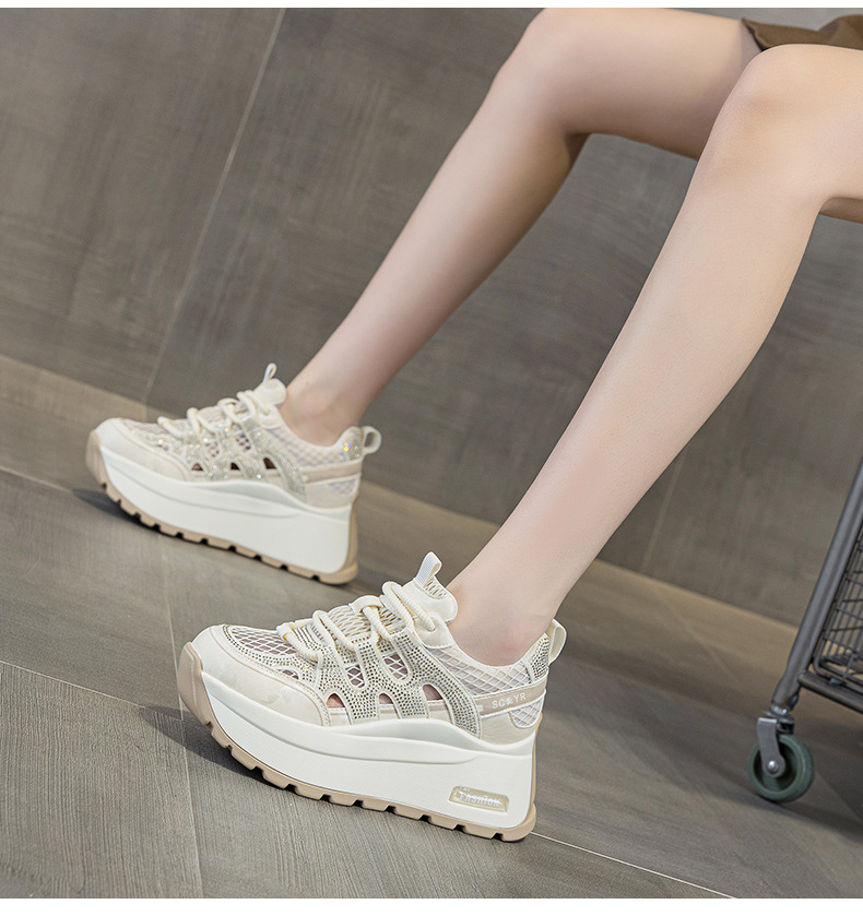 Giày sneaker nữ đế dày lưới thoáng khí phong cách retro — Trắng 5086, Champagne 5086, Tím 5086 chi tiết 13