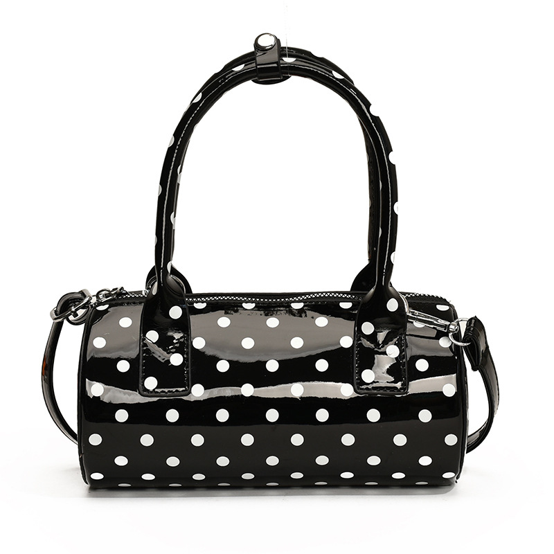 Patent Leather Polka Dot Summer Casual Boston Handbag Cute French Style Shoulder Bag For Women Wholesale - Thumbnail 5
