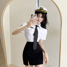 空姐jk制服职业套装女夜店酒吧工作服白衬衣开叉短裙两件套X9482