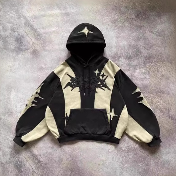 American Cross-border Street Collage Hoodie Autumn and Winter Trendy Men's and Women's Personalized Loose Sweater Y2K Hoodie