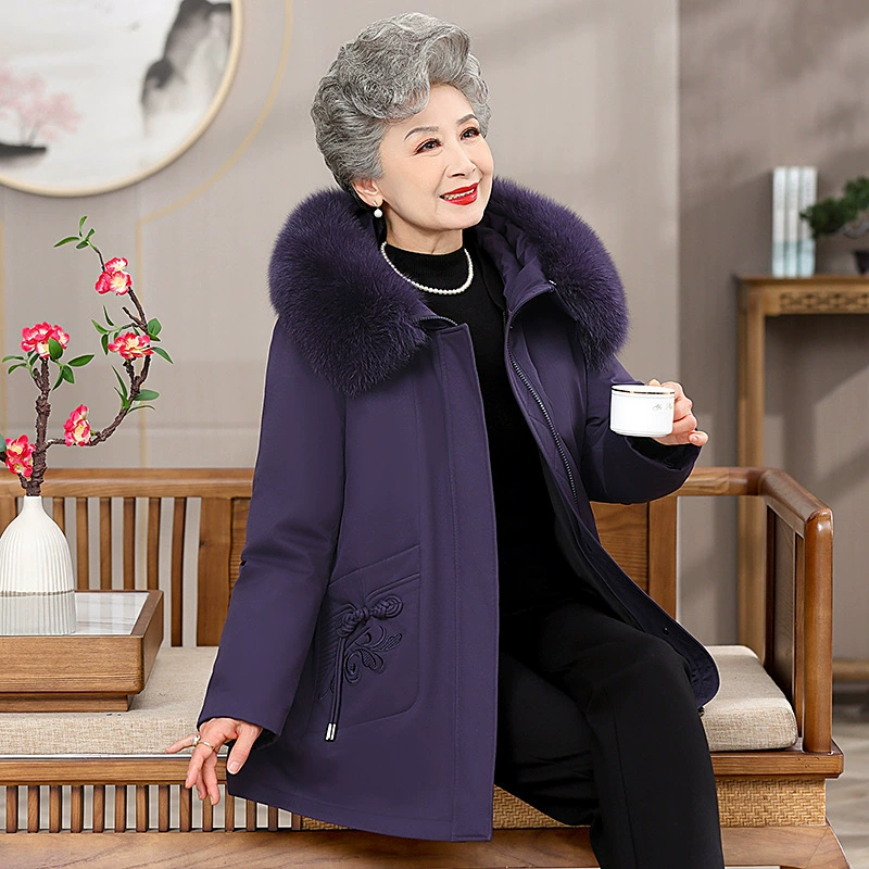 Живая мама среднего и пожилого возраста пуховик женский средний и длинный вкладыш съемная зимняя куртка утолщение Paike костюм