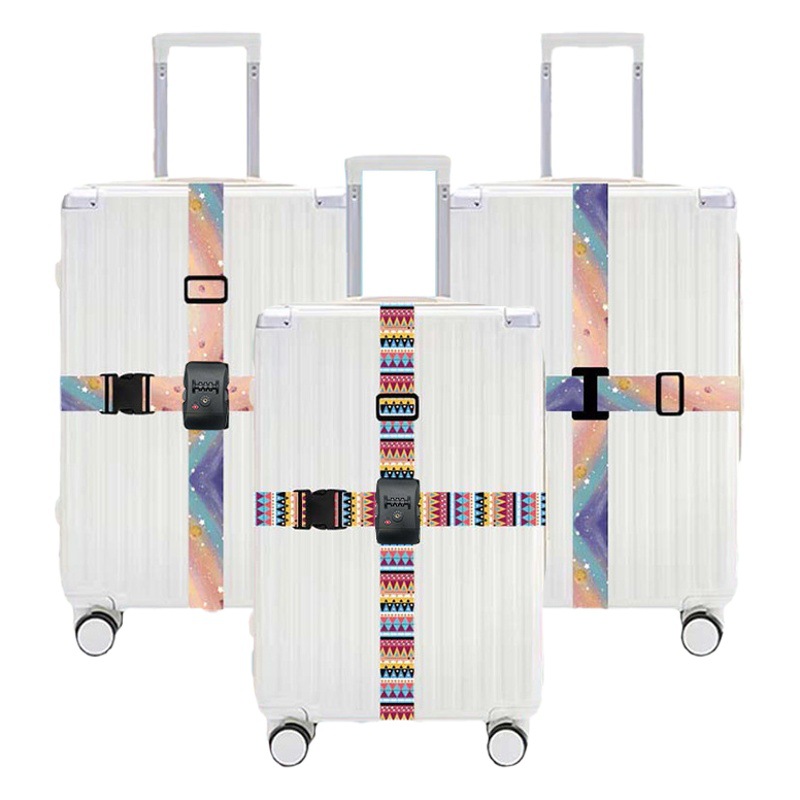 Cross-border polyester cross luggage strap tsa Customs lock buckle luggage strap cartoon suitcase luggage strap