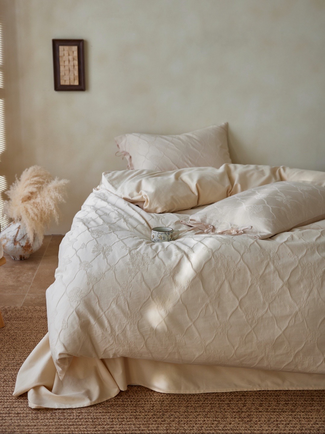 Parure de lit en coton jacquard style scandinave housse couette_voghion.com