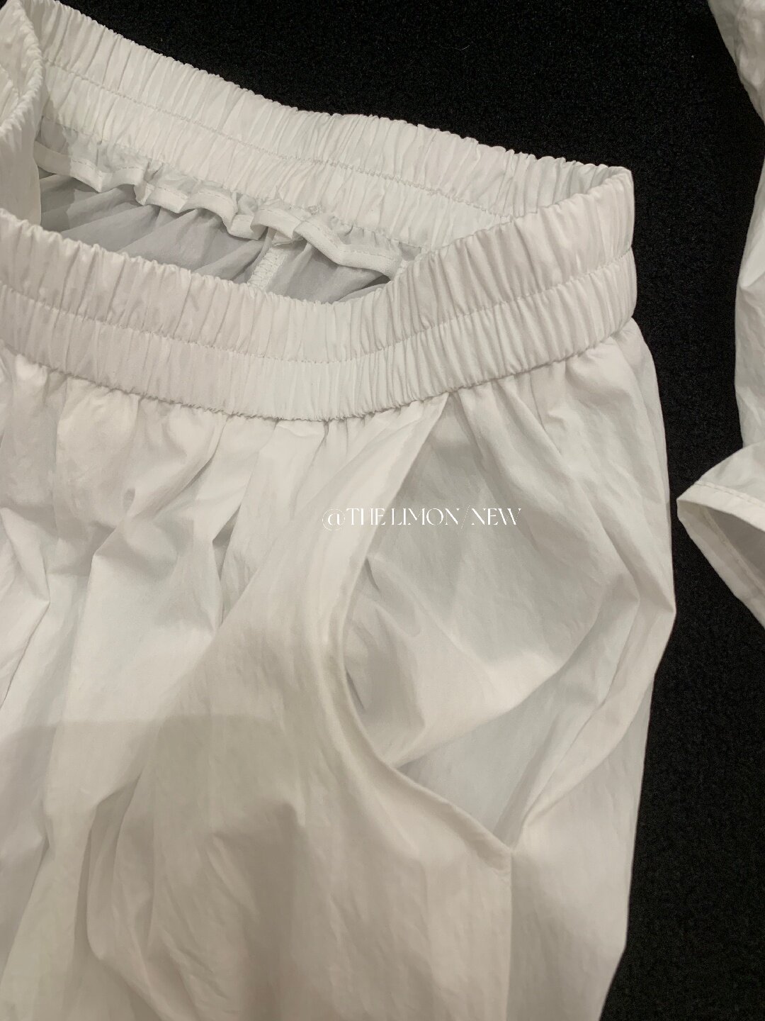 Quần culottes nữ ống rộng cạp cao, phối viền ren xếp tầng, dáng suông rộng, thanh lịch và thoải mái — màu đen, Xanh da trờicolor, màu trắng, Đá vôi chi tiết 47