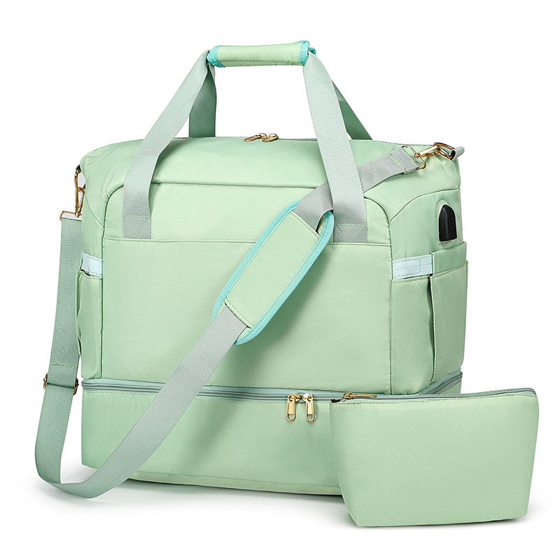 Bolsa de viaje inclinada de gran capacidad de almacenamiento de zapatos independiente separación seca y húmeda bolsa de equipaje gruesa tela de nylon bolsa madre mayorista