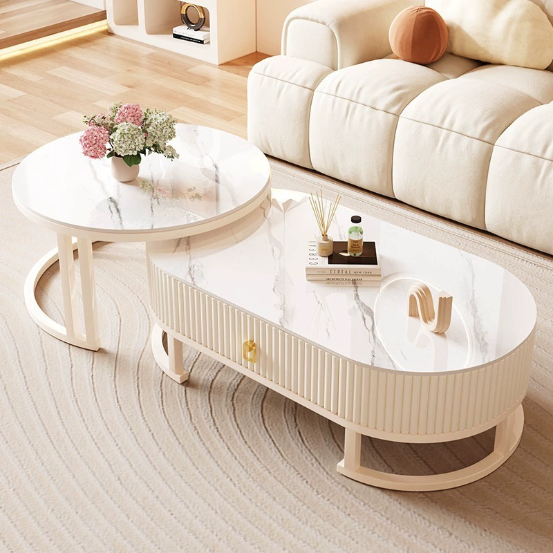 Coffee table set, modern luxury, gold or white frame, sizes 70+100 cm or 80+120 cm