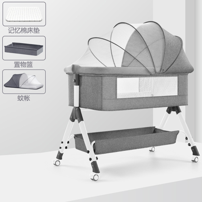 Cama de bebé móvil cuna cama portátil 2 en 1 plegable multifuncional bb cama recién nacida cama de empalme