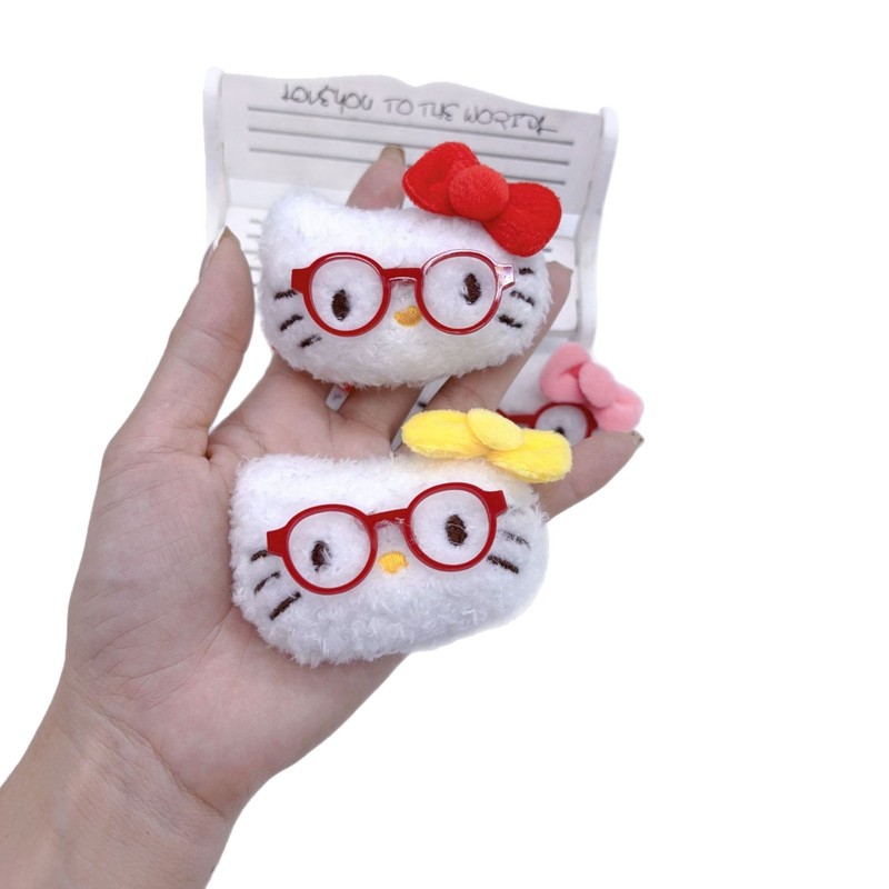 可爱眼镜KT毛绒挂件猫咪胸针钥匙扣diy发饰发圈服装鞋袜辅料配饰|undefined