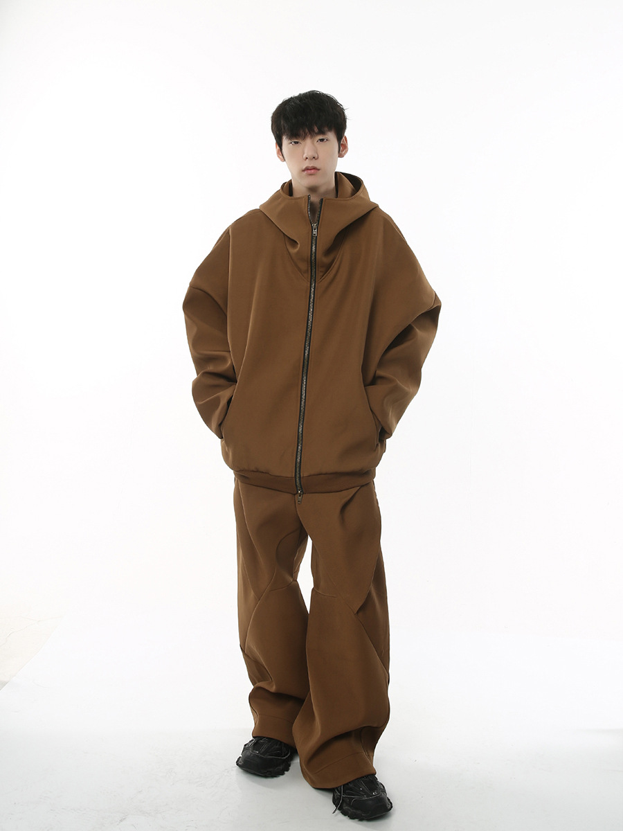 Ropa para hombre MTLCLOTHES | Conjunto de sudadera con capucha y cremallera doble estilo americano retro informal de peso pesado