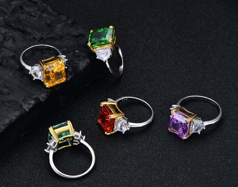 Fashion Geometric Sterling Silver Inlay Zircon Rings 1 Piece