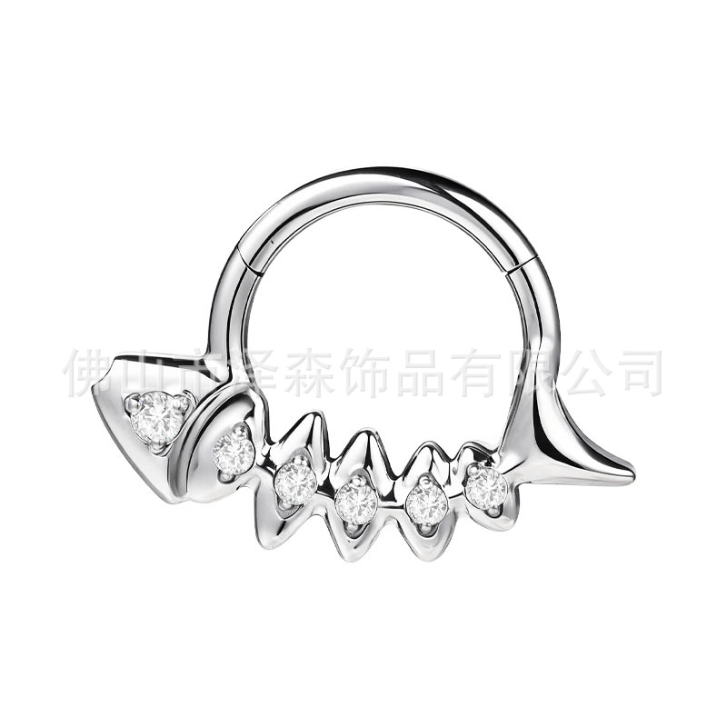 F136 Titanium Alloy Nose Ring with Diamonds - Seamless Nose Stud Hypoallergenic Body Piercing Jewelry detail image 13