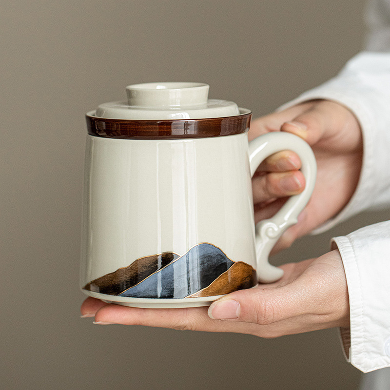 新中式办公杯礼盒装茶水分离马克杯伴手礼可定logo泡茶杯个人专用|undefined